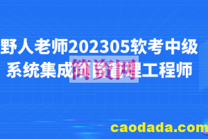 野人老师.202305.软考中级系统集成项目管理工程师