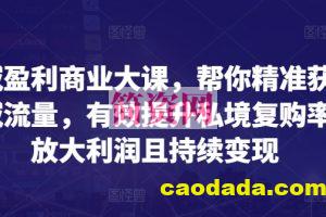 全域盈利商业大课，帮你精准获取公域流量，有效提升私境复购率，放大利润且持续变现