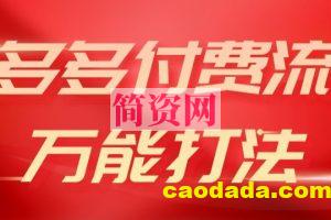 2024多多付费流万能打法、强付费起爆、流量逻辑、高转化、高投产【揭秘】