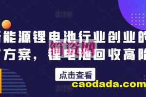 新能源锂电池行业创业的财富方案，锂电池回收高阶课