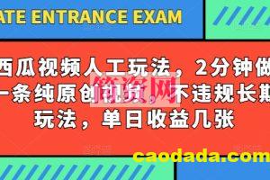 西瓜视频写字玩法，2分钟做一条纯原创视频，不违规长期玩法，单日收益几张