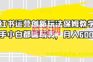 小红书运营创新玩法保姆教学，新手小白都能玩转，月入6000+【揭秘】