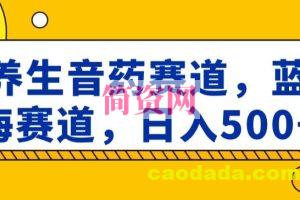 养生音药赛道，蓝海赛道，日入500+【揭秘】