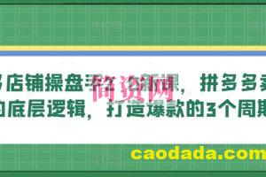 多多店铺操盘手2.0新课，拼多多卖货的底层逻辑，打造爆款的3个周期