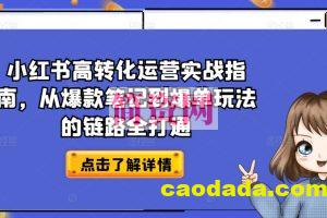 小红书高转化运营实战指南，从爆款笔记到爆单玩法的链路全打通