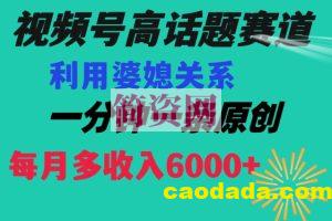 视频号流量赛道{婆媳关系}玩法话题高播放恐怖一分钟一条每月额外收入6000+【揭秘】