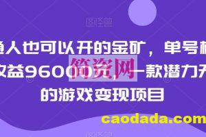 普通人也可以开的金矿，单号极限年收益96000元，一款潜力无穷的游戏变现项目【揭秘】