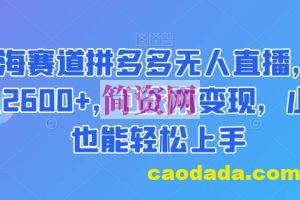 蓝海赛道拼多多无人直播，日入2600+，0成本变现，小白也能轻松上手【揭秘】