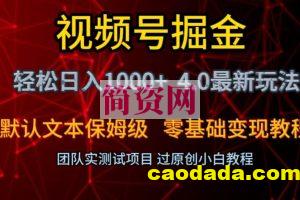 视频号掘金轻松日入1000+4.0最新保姆级玩法零基础变现教程【揭秘】