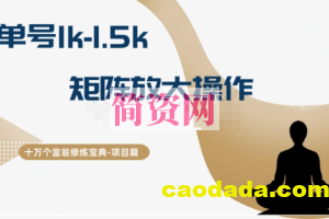 十万个富翁修炼宝典15.单号1k-1.5k，矩阵放大操作